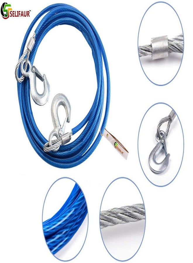 Selifaur - Heavy Duty Tow Ropes 8mm 4mtr 6Tons Wire Cable High Strength Hook Steel Wire Trailer Car Emergency Towing Rope for Scorpio New - Image 3